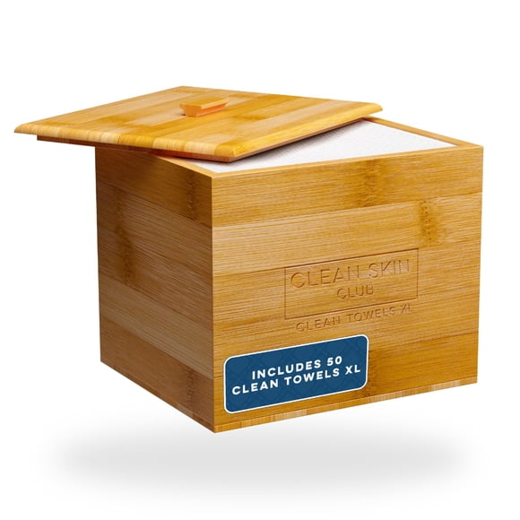 Caja de bambú con toallas, toalla desechable y jabón facial CLEAN SKIN CLUB