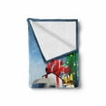 thumbnail image 2 of Christmas Soft Flannel Fleece Throw Blanket, Red and White American Truck in December Winter Night Moon and Stars Tree, Cozy Plush for Indoor and Outdoor Use, 60" x 80", Blue Red White, by Ambesonne, 2 of 6