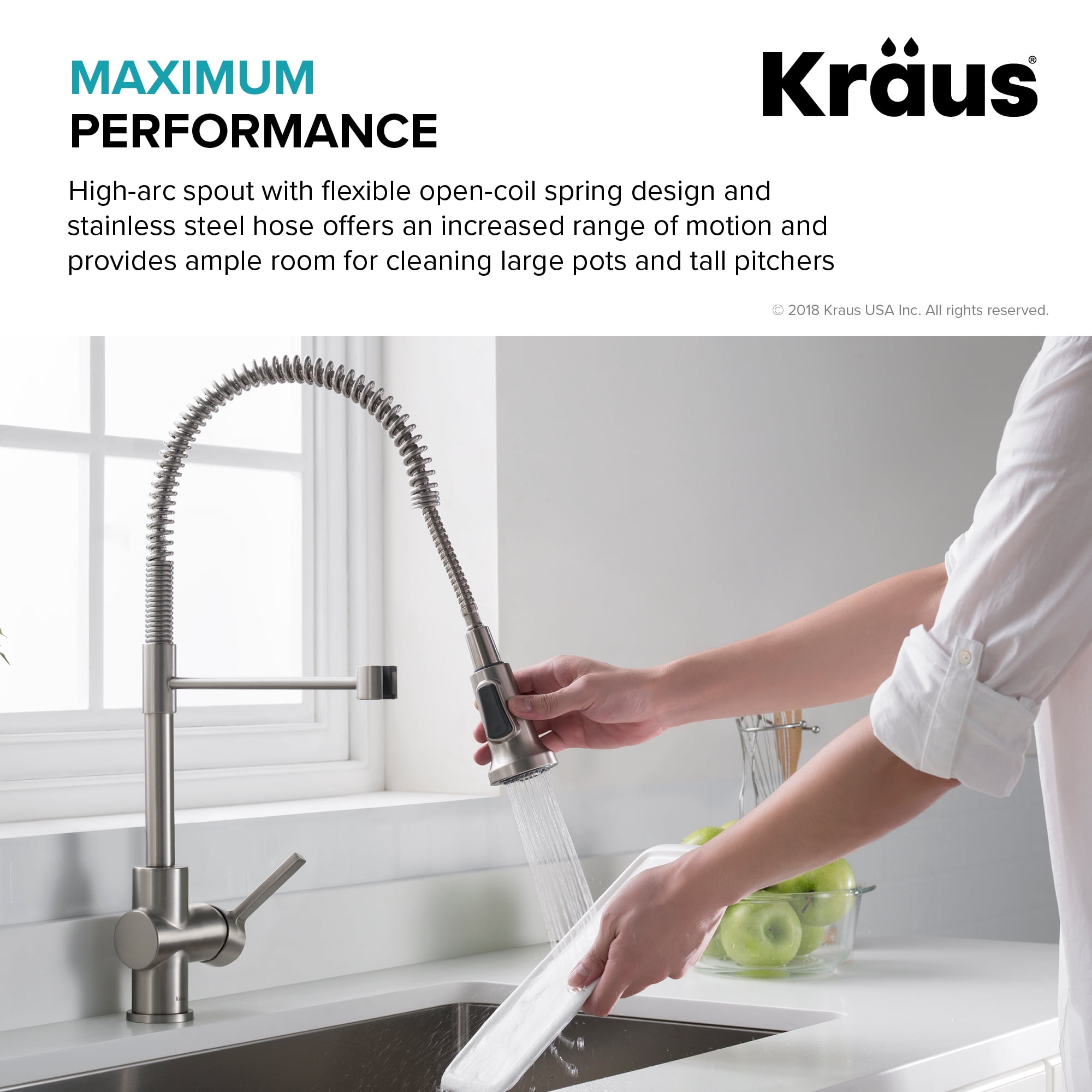 Kraus Britt Single Handle Commercial Kitchen Faucet with Dual Function Sprayhead In Brushed Gold/Matte Black