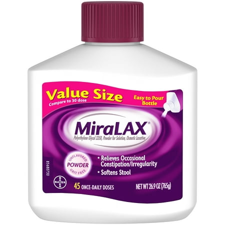 MiraLAX Polyethylene Glycol 3350 Powder Laxative, 26.9 Oz, 45 (Best Over The Counter Laxative)