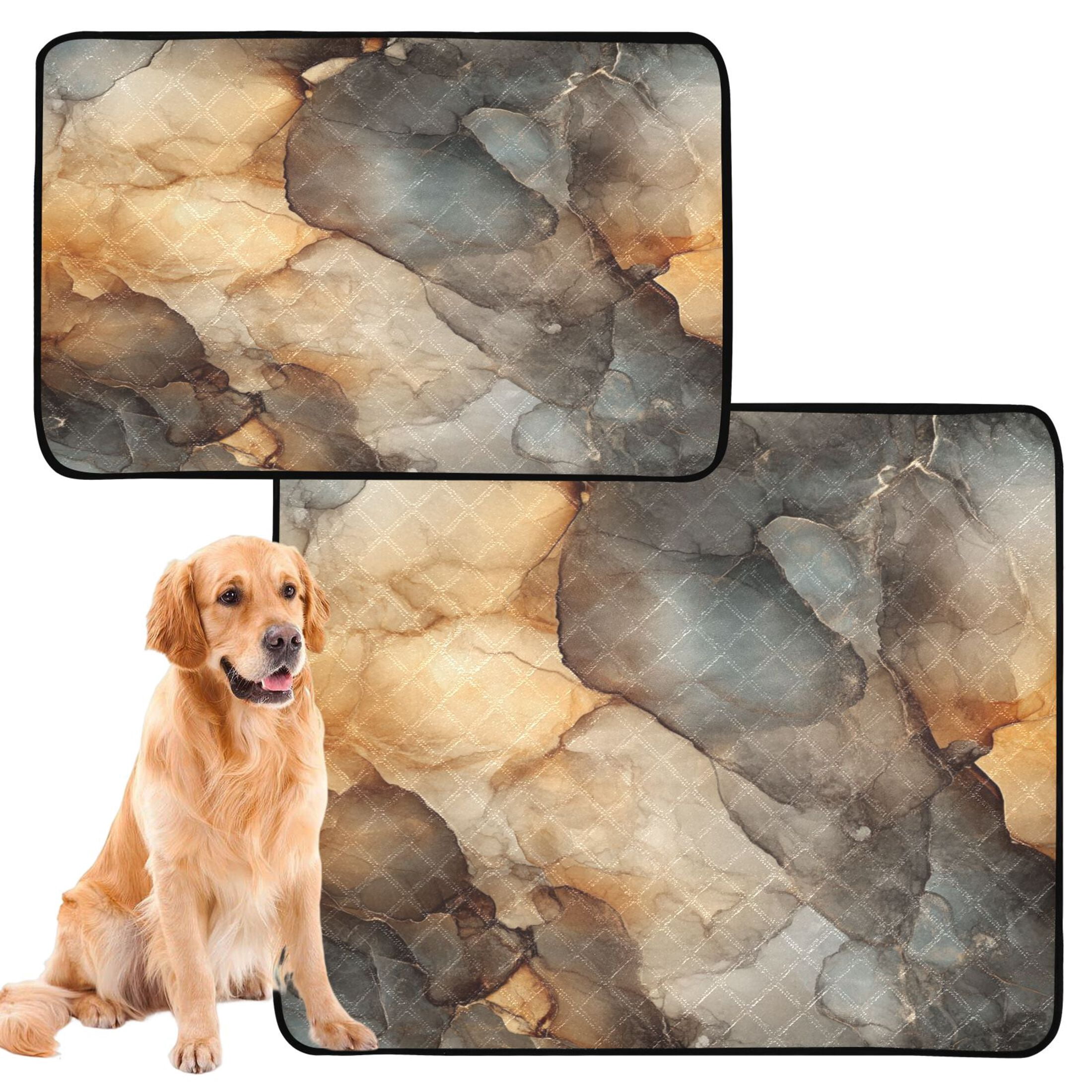 Qxltty Marble Brown Pattern Cat litter Pads Pet Set of 3 Diaper Mats Center Anti-leakage Layer Absorbent Soft and Comfortable