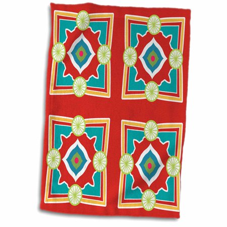 3dRose Spanish Tile Design Red and Blue - Towel  15 by 22-inch