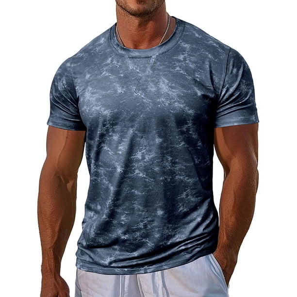 Camiseta de Cuello Redondo Deportiva de Manga Corta para Hombres, Mezcla de Algodón Del 95% para el Gimnasio Y la Construcción Muscular