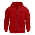 thumbnail image 4 of LUOGENLI Chandails à Capuche pour Hommes Graphique TG Classique Mode Chandail à Capuche avec Poche avant Style Cardigan Léger pour Tenue Décontractée Chandails à Capuche et Chandails pour Hommes Rouge2 Taille TG, 4 of 4