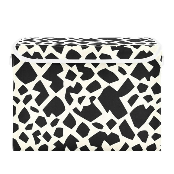 Black and White Leopard Prints Large Storage Bins with Linen Collapsible Lid Storage Box 16.7 x 12.6 x 11.8in