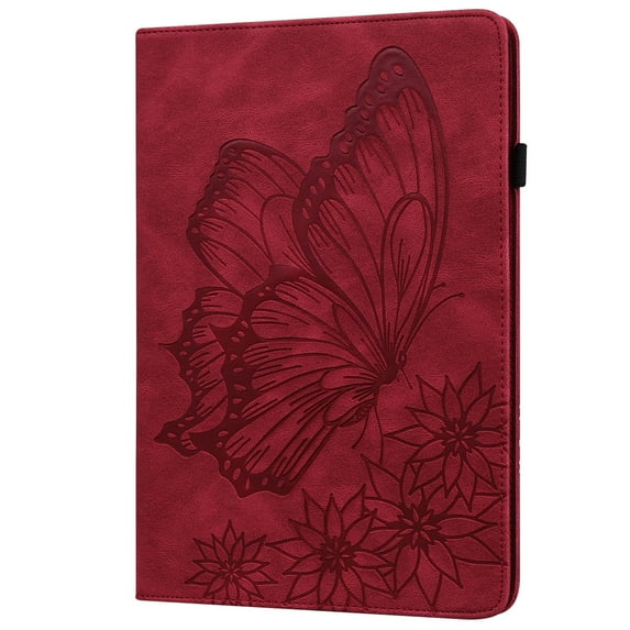 XYX Tablet Case for Samsung Galaxy Tab S9+ Plus/S9 FE+, Retro Butterfly Slim Folio Stand Cover (Red)