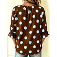 thumbnail image 3 of Women's Polka Dot Loose Fit 3/4 Sleeve Ruffle Hem Blouse, 3 of 3
