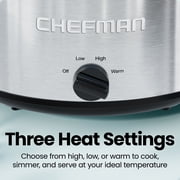Chefman 7-Quart Family Size Electric Slow Cooker, Dishwasher-Safe Crock - Stainless Steel