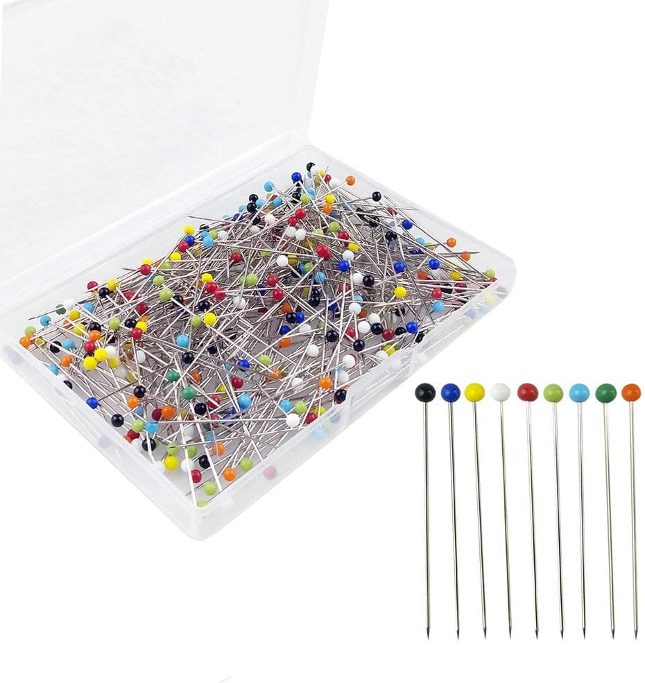Object Fixation Codall 250 Pieces Sewing pins 36mm Length Ball Glass Head Pins with Transparent Plastic Box for Office Sewing Clothes and Jewelry DIY Pearl Head Stick Needle 