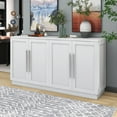 thumbnail image 2 of Buffet Cabinet, Atumon Accent Cabinet with 4 Doors, Farmhouse Buffet Cabinet with Adjustable Shelves, Wood Storage Cabinet Furniture for Kitchen Dining Room Living Room, 60"L x 16"W x 32"H, White, 2 of 10
