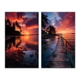 thumbnail image 2 of Designart "Sunset Reflections Dominican Tropical painting II" Sunset Wall Art Set Of 2 - Peach Beach Canvas Set For Living Room Decor, 2 of 7