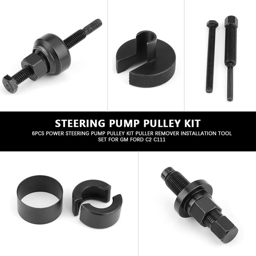HERCHR 6Pcs Power Steering Pump Pulley Kit Puller Remover Installation