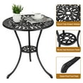 thumbnail image 4 of Kojooin Round Garden Side Table, Cast Aluminum Outdoor Coffee Table with Floral Pattern for Patio, Balcony or Poolside, 4 of 9