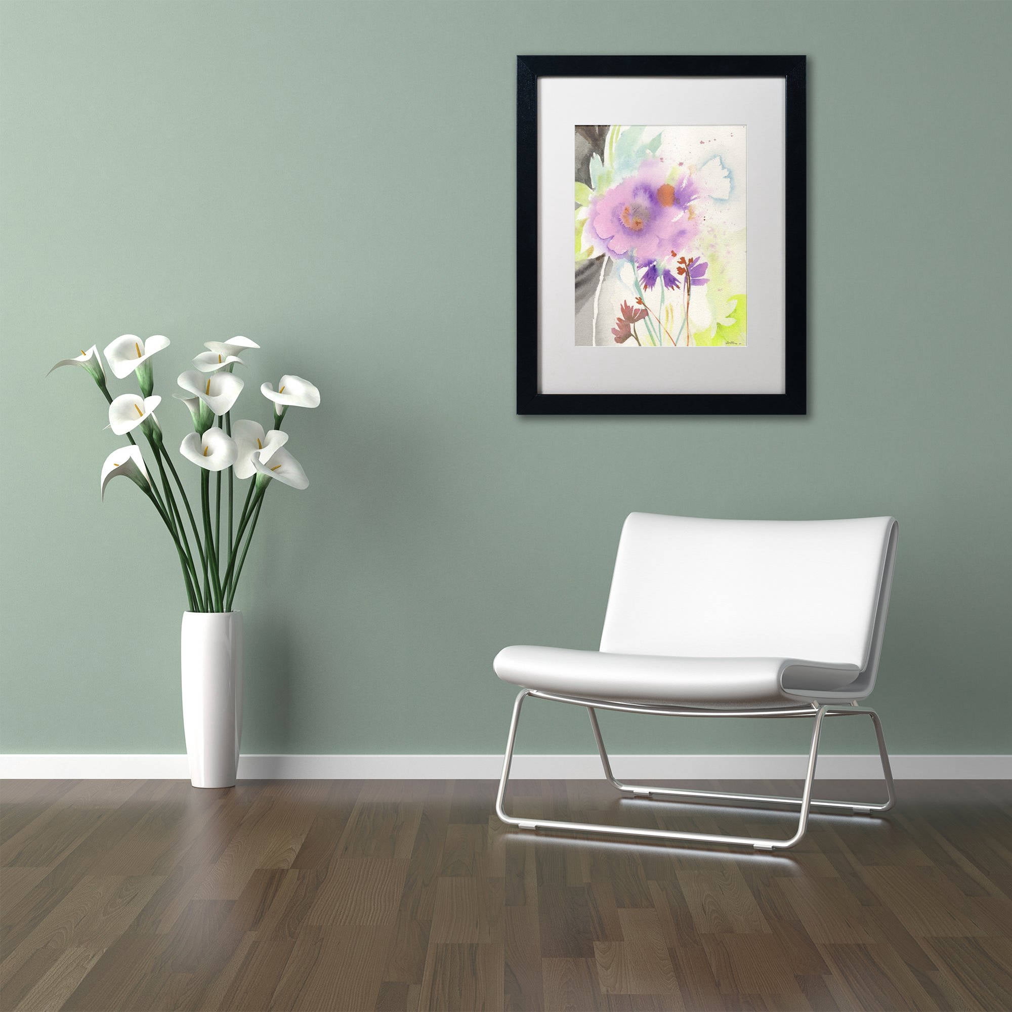 Trademark Fine Art "Mauve Garden Shadows" Canvas Art by Sheila Golden, White Matte, Black Frame