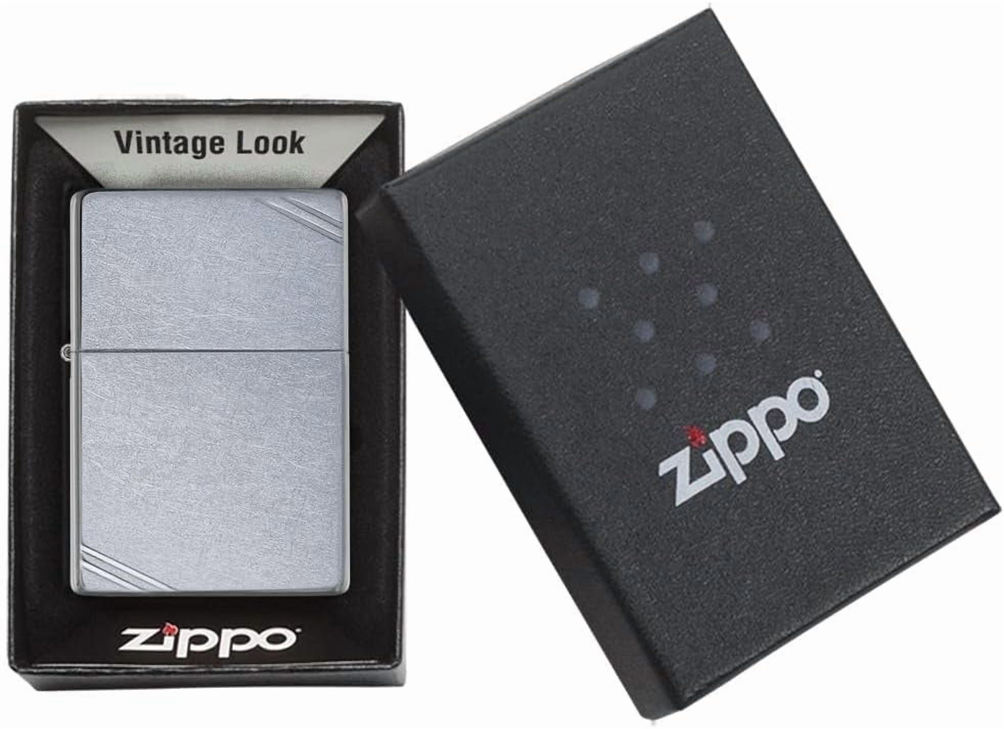 Zippo Personalized Chrome Windproof Lighter Custom Message Engrave (Vintage Street Chrome #267)