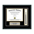 thumbnail image 1 of Personalized Diploma Frame with Tassel and Double Matting for 9" x 7" Tall Diploma with Black 3/4" Frame, 1 of 5