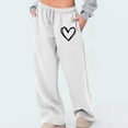 thumbnail image 2 of CHUMUD Women's Open-bottom Fleece Sweatpants Wide Leg Baggy Heart Print Sweat Pants Drawstring High Waisted Jogger Pants with Pockets, 2 of 6