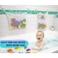 thumbnail image 3 of Lnkoo 2 x Tub Bath Toy Organizer and 36 Soft Foam ABC 123 Letters & Numbers - Mesh Net with 3 Bins Keep Kids Bathtub Games Dry - Shower Caddy Storage Set 4 Suction & Sticker Hooks, 3 of 5