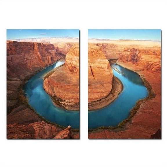 Wraparound Waterway Mounted Print Diptych in Multicolor