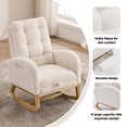 thumbnail image 3 of Beige White Accent Rocking Chair with Footrest & Storage Pocket, High-Back Teddy Fabric Rocker, Rubber Wood Lounge Chair for Living Room, Bedroom, 3 of 8