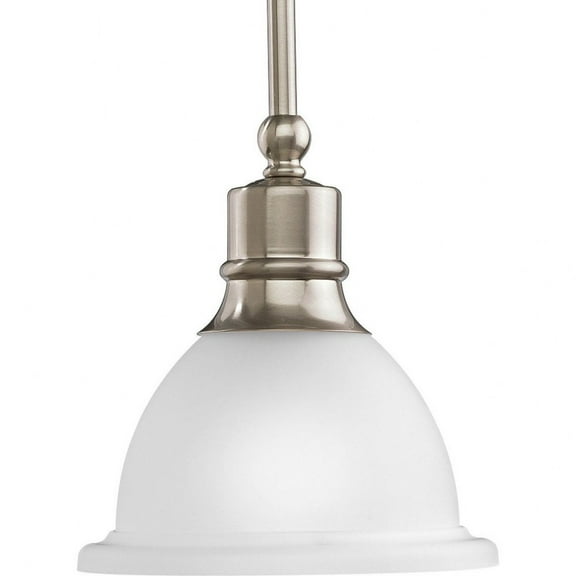 Progress Lighting, Madison, 1-Light Mini-Pendant, Brushed Nickel, Etched Glass Shade