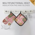 thumbnail image 4 of Yayeee Oven Mitts and Pot Holder Set of 4 Heat Resistant Kitchen Gloves Baking Hot Pad, Pink Christmas House, 4 of 5