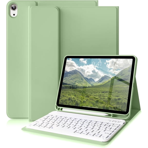 for iPad (A16) 11th/10th Generation Case with Keyboard 11/10.9 inch 2025/2022, Detachable Wireless Bluetooth Keyboard Case Thin & Light with Pencil Holder (Sage Green)
