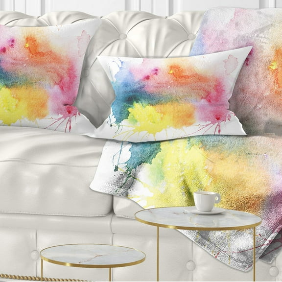 Designart Abstract Blots Aquarelle Art - Abstract Throw Pillow - 12x20