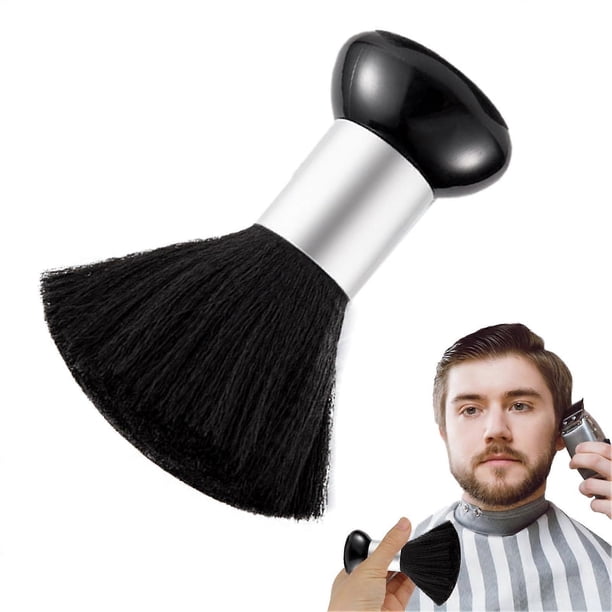 Cepillo profesional para el cuello de barbero con cerdas de nailon suaves para una rápida eliminación del vello, color plata.