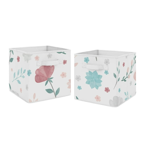 Sweet Jojo Designs Floral Rose Flowers Foldable Fabric Storage Cube