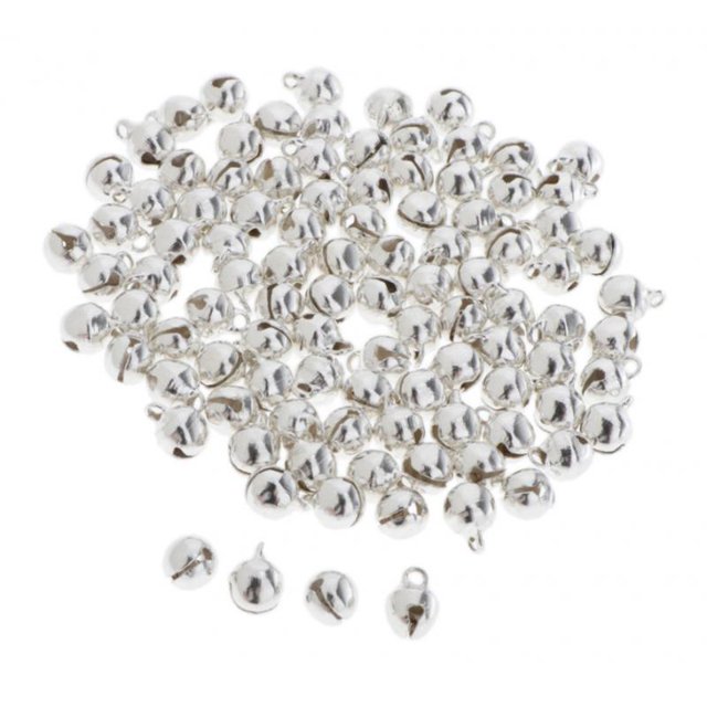 100Pcs cascabeles para Decoración de Navidad y manualidades DIY Sunnimix Plata Antigua 6mm campanita de navidad
