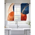 thumbnail image 5 of Abstract Graffiti Sheer Curtains for Living Room Bedroom, Light-filtering Sheer Curtain, Vintage Art Orange Blue Gold Lines LigRod Pocket Voile Window Treatment Drapes, 52’’Wx54’’L, 2 Panels Set, 5 of 7