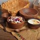 thumbnail image 3 of 2X Madera de para Frutas, Ensaladas Y Fideos, Cuenco de Madera para Ensaladas 5,1 x 2,4 Pulgadas, 3 of 5