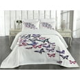 thumbnail image 2 of Ambesonne Butterfly Quilted Coverlet 3 Pcs, Wings Feminine, Queen Size, Blue Purple Pink, 2 of 4