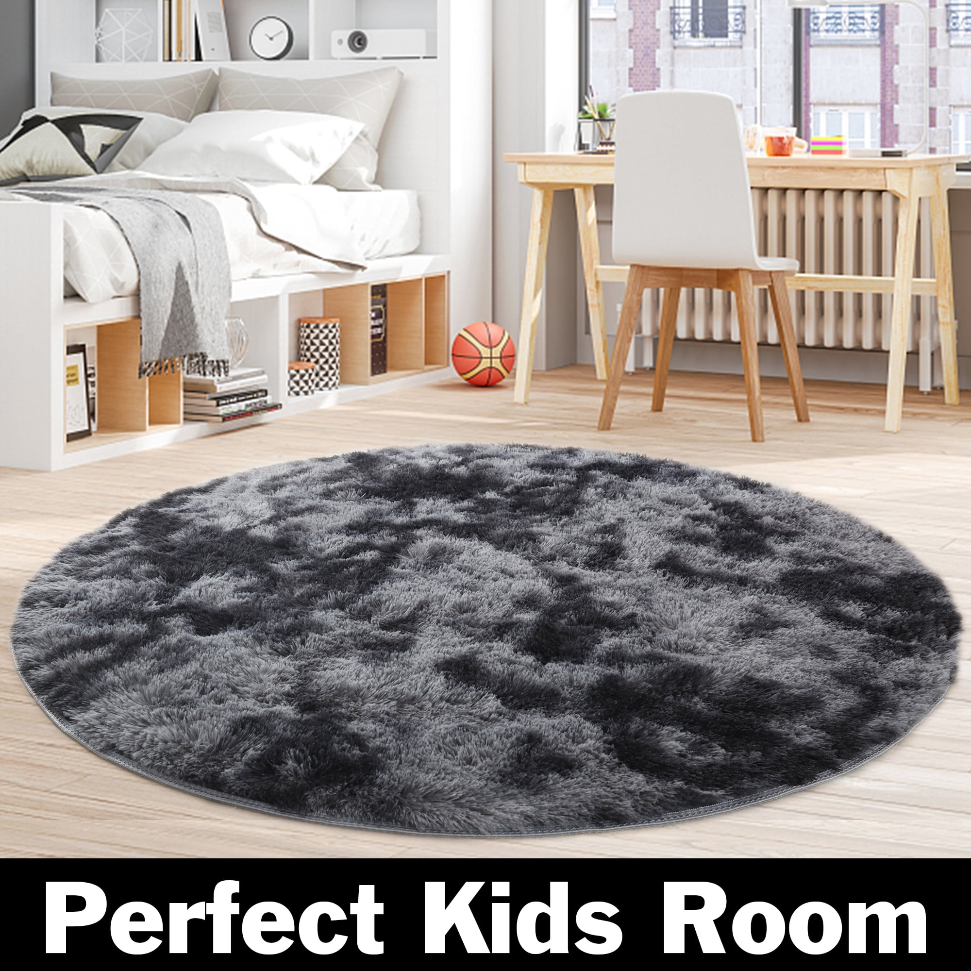 Ultra Soft Round Area Rug for Bedroom, Fluffy Plush Circle Rug for Kids