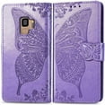 thumbnail image 2 of Designed for Samsung Galaxy S9 Phone Case Wallet,Butterfly Embossed PU Leather Flip Folio Cover Credit Card Holder Slots Stand with Wrist Strap Phone Case for Samsung S9 5.8 Inch (Lavender), 2 of 6