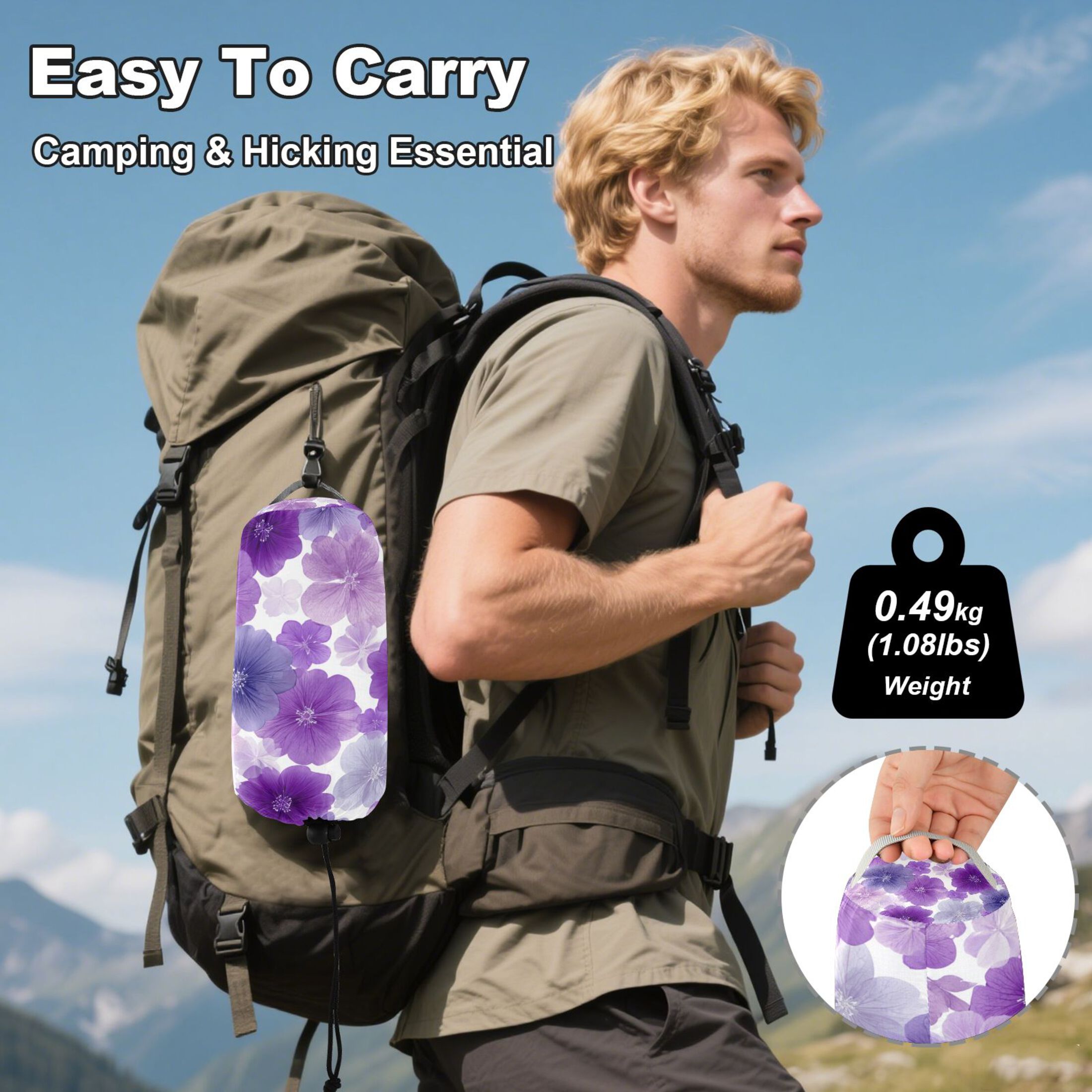 Hammock Camping Hammock Nylon Portable Hammock Travel Camping Hammock Purple Flowers Pattern