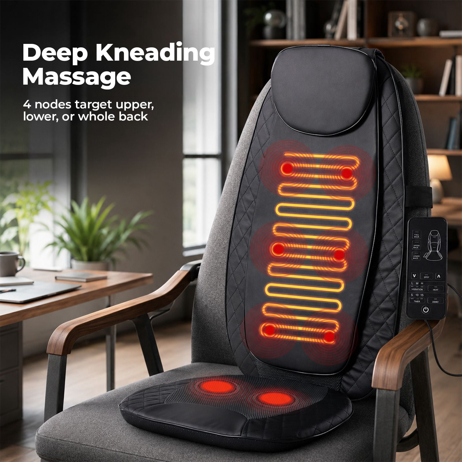 Alvantor Back Massagers with Heat, Gifts for Men, Women, Electric Deep Tissue Kneading Full Body Massage Chair for Back Pain, Home, Office Use