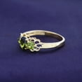 thumbnail image 4 of AFFY Oval Shape Simulated Green Peridot Three Stone Ring in 14k Yellow Gold Over Sterling Silver Ring Size - 4.5, 4 of 6