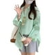 thumbnail image 2 of Mujer A Rayas Camisa Blusa Fino Manga Larga Longitud Media Botones Blusa Camisa Top para Oficina Cita Diario Verde, 2 of 8