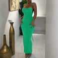 thumbnail image 4 of Wycnly Dresses for Women 2024 Sexy Spaghetti Strap Basic Bodycon Night Party Club Dresses Sleeveless One Line Neck Solid Summer Maxi Casual Dress Green S Clearance Clothes, 4 of 7