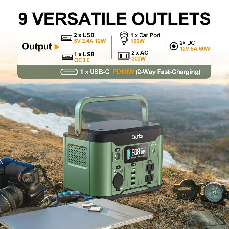 Qunler 300W Portable Power Station, 296Wh 80,000mAh, 120V AC