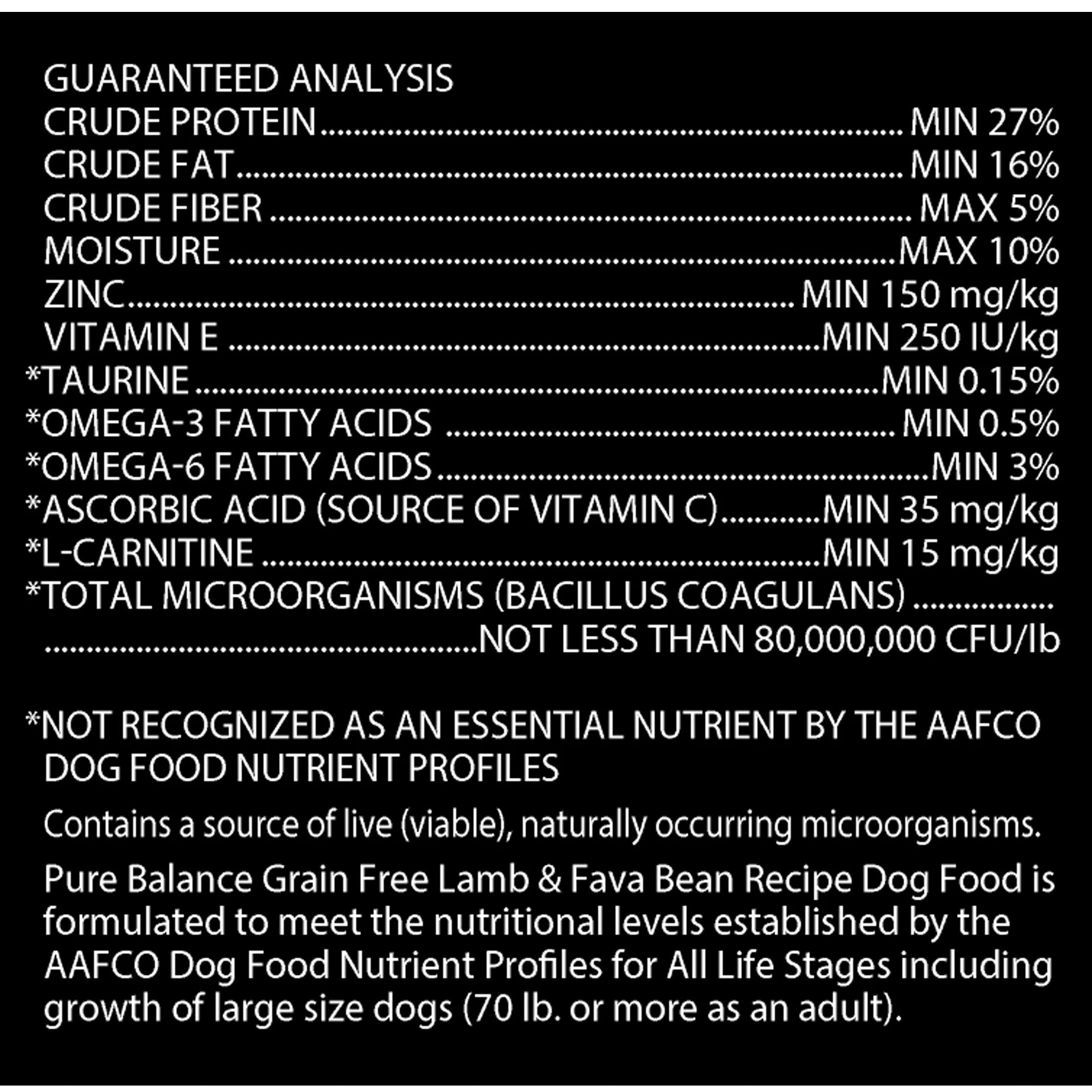 Pure Balance Grain-Free & Poultry-Free Lamb & Fava Bean Recipe Dry Dog Food, 4 lbs