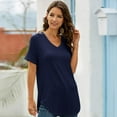 thumbnail image 3 of Baywell Womens Tops V Neck Tee Casual Short Sleeve T Shirts, Dark Blue, M, 3 of 8