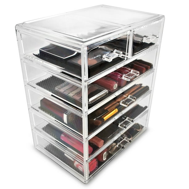 Acrylic Cosmetics Makeup and Jewelry Storage Case Display, 4 Large and