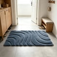 thumbnail image 7 of Wave Textured Soft Floor Mat, 23.6 x 15.8-Inch Polyester Blend Rug for Bathroom, Bedroom and Entryway, Blue, 7 of 7