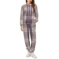 thumbnail image 4 of Hoodie Men Women Plaid Pattern in Purple Tones. Outfits Hoodie And Pants Tracksuits For Two Piece Sets, 4 of 6