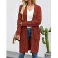 thumbnail image 2 of Womens Long Sleeve Cable Knit Long Cardigan Open Front Button Sweater Outerwear, 2 of 6