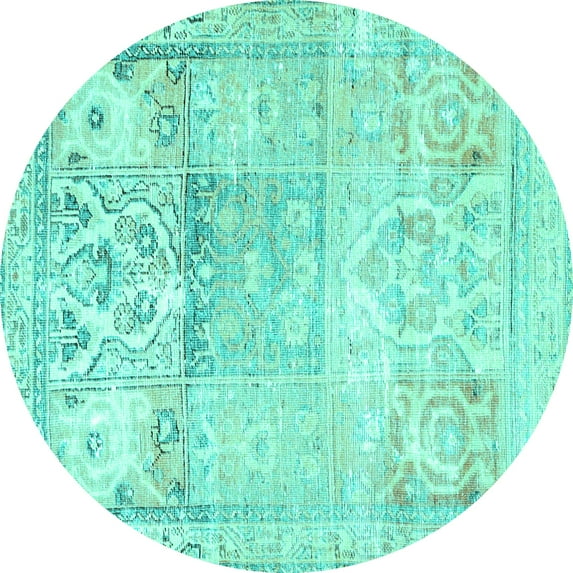 Ahgly Company Indoor Round Persian Turquoise Blue Traditional Area Rugs, 3' Round