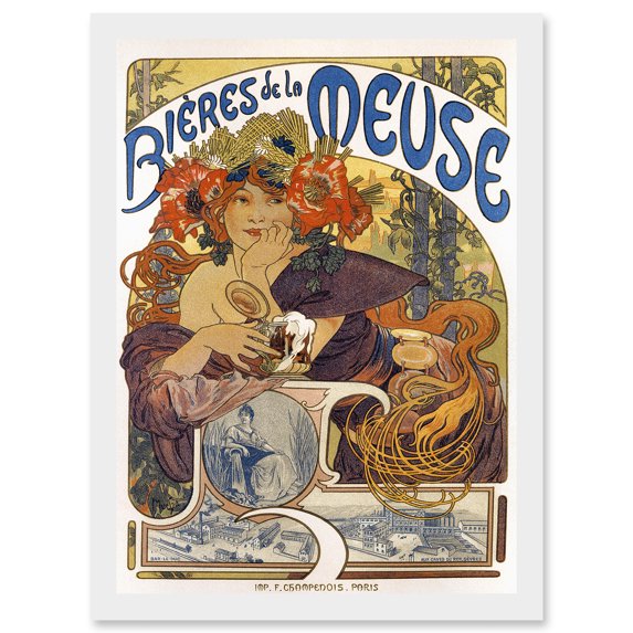 Beer Of The Meuse Paris France Vintage A4 Artwork Framed Wall Art Print